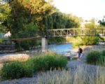 Bridge dividing east and west of pendleton community park